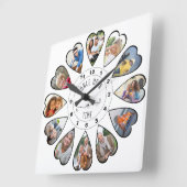 12 Heart Shaped Photos White Vierkante Klok (Hoek)