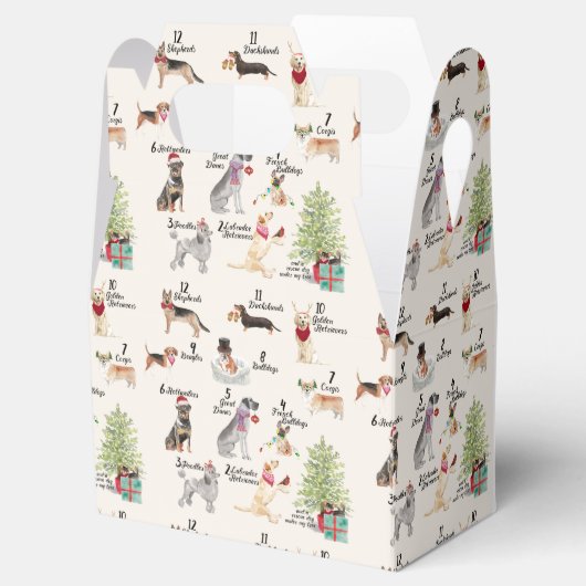12 Honden van Kerstmis in Holiday Spirit Outfits Bedankdoosjes (Geopend)