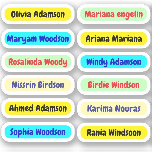 12 ID lange waterdichte etiketten | Achternaam Sti Sticker (Voorkant)