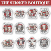 12 in een Boerderij-thema vakantie Koe kerst Sticker (Voorkant)
