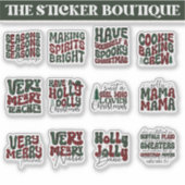 12 in een feestelijke Christmas Plaid Sticker Pack (Voorkant)