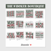 12 in een feestelijke Christmas Plaid Sticker Pack (Vel)