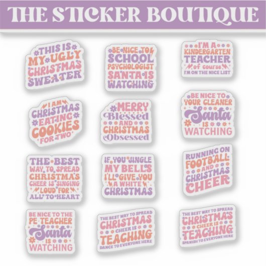 12 in een feestelijke Schattigee retro kerstsfeer Sticker (Voorkant)