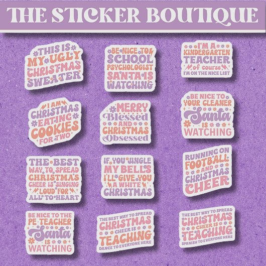 12 in een feestelijke Schattigee retro kerstsfeer Sticker