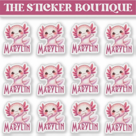 12 in één Schattigee aangepaste naam dabbing axolo Sticker (Voorkant)