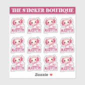 12 in één Schattigee aangepaste naam dabbing axolo Sticker (Vel)