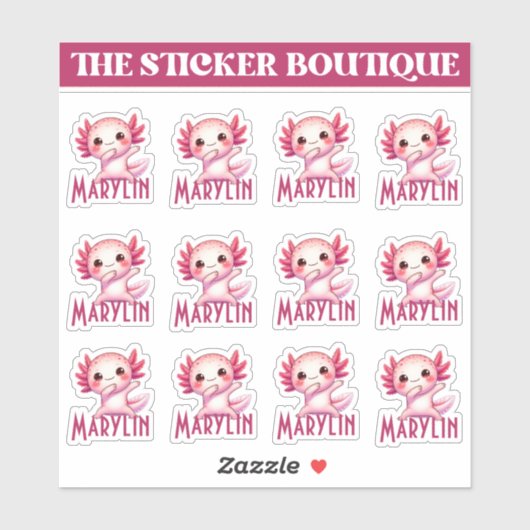 12 in één Schattigee aangepaste naam dabbing axolo Sticker (Vel)