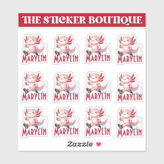 12 in één Schattigee aangepaste naam die Axolotl S Sticker (Vel)