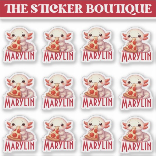 12 in een Schattigee aangepaste naam Pizza-liefheb Sticker (Voorkant)