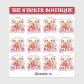 12 in een Schattigee aangepaste naam Pizza-liefheb Sticker (Vel)