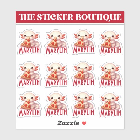 12 in een Schattigee aangepaste naam Pizza-liefheb Sticker (Vel)