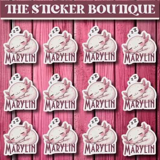 12 in een Schattigee aangepaste naam slapen Axolot Sticker