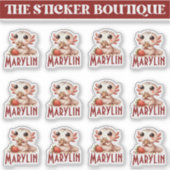 12 in een Schattigee aangepaste naam Snack Time Ax Sticker (Voorkant)