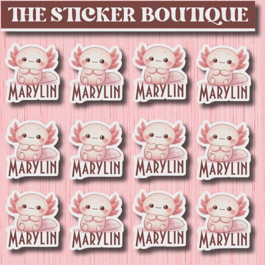 12 in één Schattigee aangepaste naam Sweet Axolotl Sticker