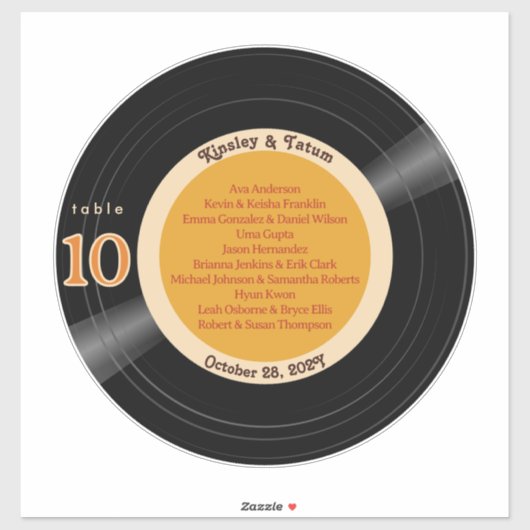 12-inch vinylalbum Groovy Oranje Seating Chart Sticker (Vel)