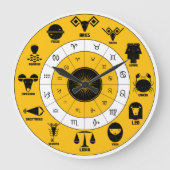12 Indian Vedic Signs on Yellow Geometric Design Grote Klok (Voorkant)