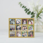 12 Insta Photo Collage met Gold Background Briefkaart (Staand voorkant)