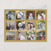 12 Insta Photo Collage met Gold Background Briefkaart (Voorkant)