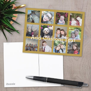 12 Insta Photo Collage met Gold Background Briefkaart