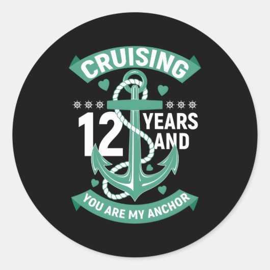 12 Jaar 12e Jubileum man cruise Ronde Sticker (Voorkant)