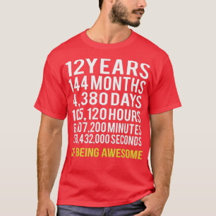 12 jaar 144 maanden Geweldige 12e verjaardag T-shirt