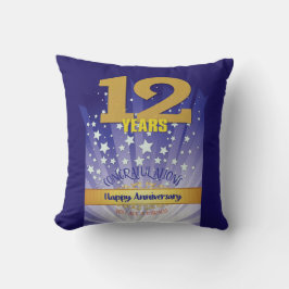 12 Jaar CUSTOM NAAM 12 Stap Jubileum Groot Nummer Kussen