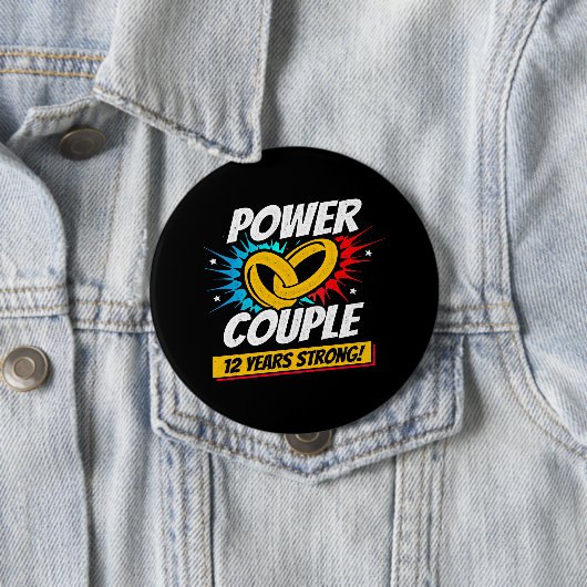 12 jaar getrouwd - 12e bruiloft Jubileum Ronde Button 4,0 Cm (In situ)