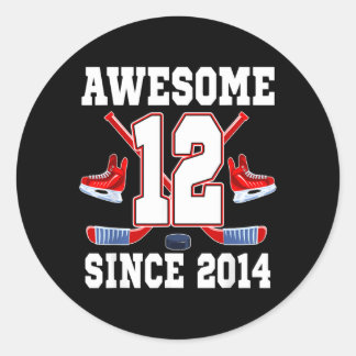 12 Jaar Geweldig Sinds 2014 Hockey Thema Verjaarda Ronde Sticker