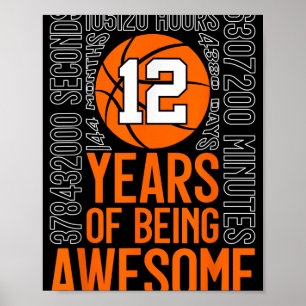 12 jaar Geweldige basketbal 12e verjaardag Poster