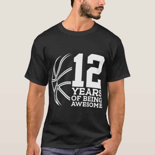 12 jaar Geweldige basketbal 12e verjaardag T-shirt (Voorkant)