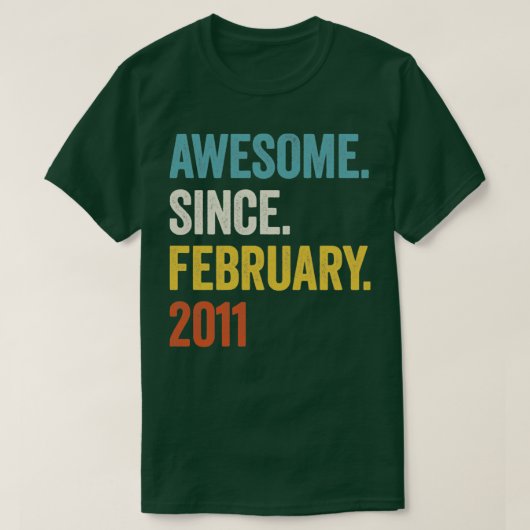 12 jaar Geweldige sinds februari 2011 12e verjaard T-shirt (Design voorkant)