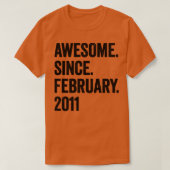 12 jaar Geweldige sinds februari 2011 12e verjaard T-shirt (Design voorkant)