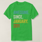 12 jaar Geweldige sinds januari 2011 12e verjaarda T-shirt (Design voorkant)