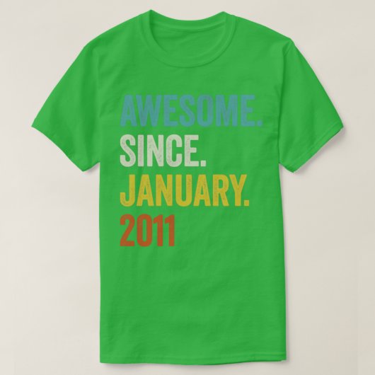 12 jaar Geweldige sinds januari 2011 12e verjaarda T-shirt (Design voorkant)