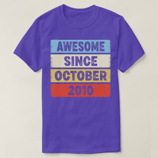 12 jaar Geweldige sinds oktober 2010 12e geboorte T-shirt (Design voorkant)