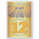 12 Jaar | Golden Ray 12 Stappen AANGEPASTE NAAM Sticker (Voorkant)