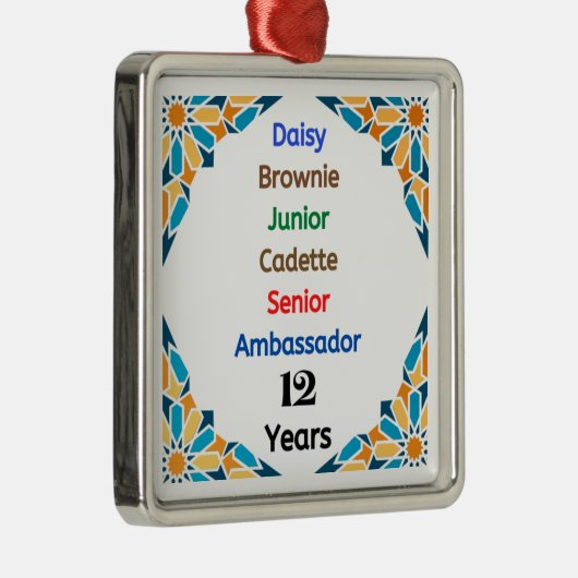 12 jaar in Scouting Milestone Ambassadeur Afstudee Metalen Ornament (Rechts)