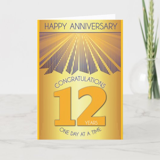 12 Jaar Nuchter Jubileum | Gouden Straal 12 Stappe Kaart (Voorkant)
