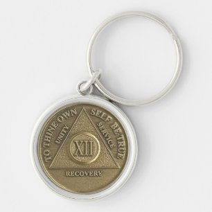 12 Jaar Nuchter Jubileummedaillon Geschenk Sleutel Sleutelhanger