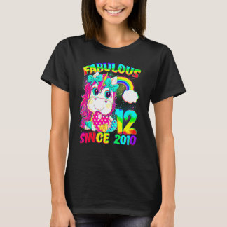12 jaar oud 12e verjaardag Eenhoorn Meisje Fabulou T-shirt