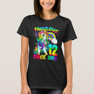 12 jaar oud 12e verjaardag Eenhoorn Meisje Fabulou T-shirt