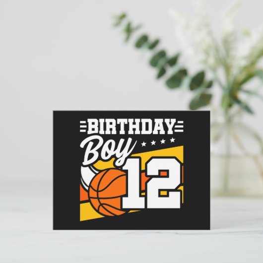 12 Jaar Oud Basketbal Party 12e Verjaardag Jongen Briefkaart (Staand voorkant)