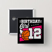 12 Jaar Oud Basketbal Party 12e Verjaardag Meisje Vierkante Button 5,1 Cm (Voorkant /achterkant)