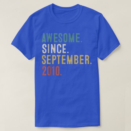 12 jaar oud cadeau Geweldige sinds september 2010  T-shirt (Design voorkant)
