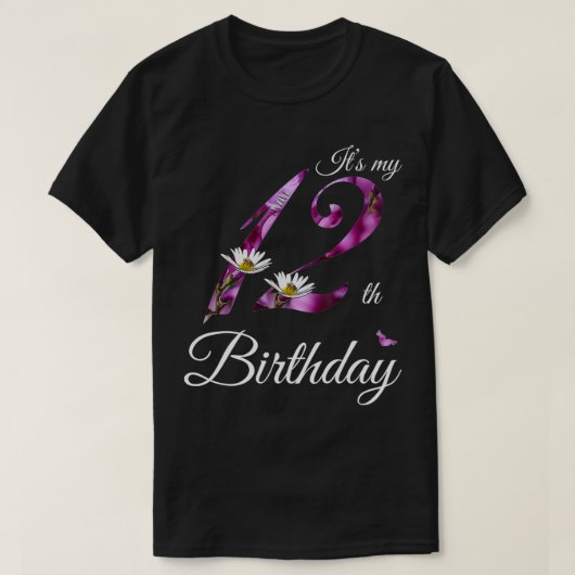 12 jaar oud Floral 2010 Het is mijn 12e verjaardag T-shirt (Design voorkant)