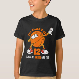 12 Jaar Oud Gelukkig 12e Verjaardag Basketbal 12e  T-shirt