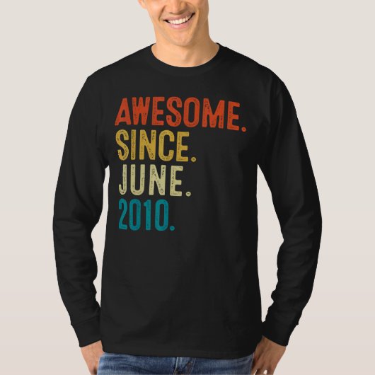 12 jaar oud Geweldige sinds juni 2010 12e verjaard T-shirt (Voorkant)