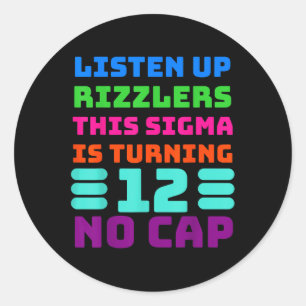 12 Jaar Oud Grappig Verjaardag Shirt - Rizz, Sigma Ronde Sticker