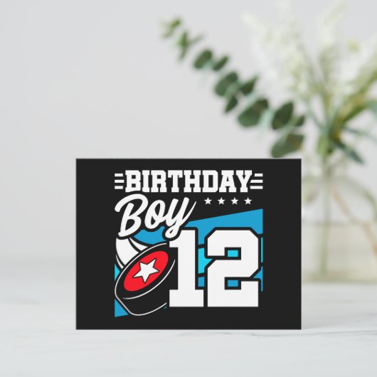 12 Jaar Oud Hockey Party Thema 12e Verjaardag Jong Briefkaart (Staand voorkant)