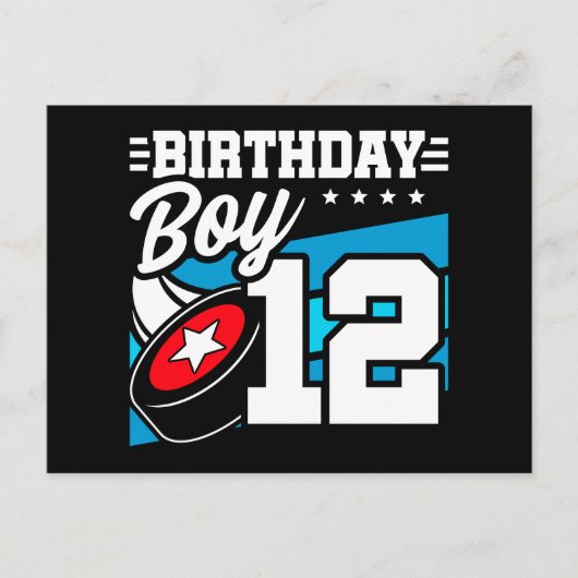 12 Jaar Oud Hockey Party Thema 12e Verjaardag Jong Briefkaart (Voorkant)
